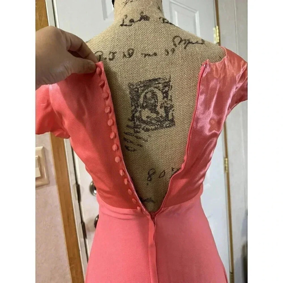 ALFRED ANGELO 80’s Vintage Pink Dress Sweetheart Neck Cup Sleeve Small Prom Wed - Picture 6 of 11